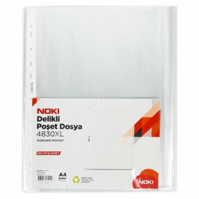 NOKİ DELİKLİ POŞET DOSYA A4 (100`LÜ PAKET)XL