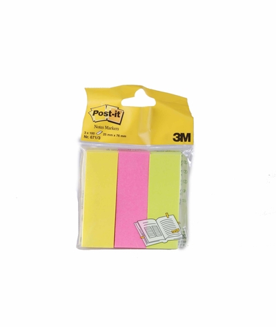 POST-İT 671/3  NOT SAYFA İŞARETİ 3 RENK*100YP
