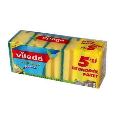 VILEDA BULAŞIK SÜNGERİ 5`Lİ OLUKLU