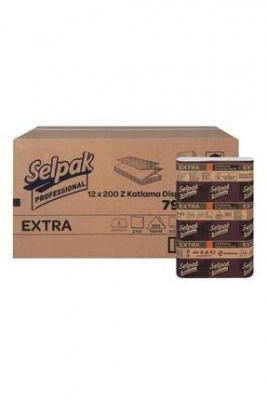 SELPAK PRO EXTRA Z-KATLI DİSP. HAVLU 200`LÜ 12`Lİ